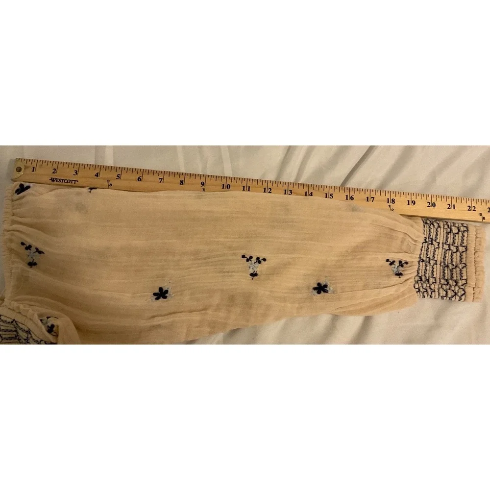 NWT Free People Dahlia WideLeg Floral Embroidered Ribbed 100% Cotton Jumpsuit XS - Picture 9 of 14